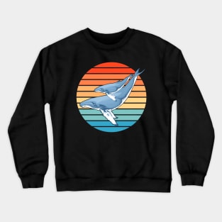 Humpback Whales Retro Sunset Crewneck Sweatshirt